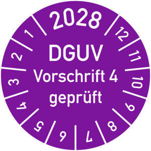 Dreifke&reg; Pr&uuml;fplakette 2028 DGUV Vorschrift 4 gepr&uuml;ft, Dokumentenfolie, &Oslash; 15 m...