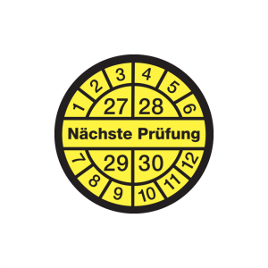 Dreifke&reg; Aufkleber Pr&uuml;fplakette, N&auml;chste Pr&uuml;fung, schwarz/gelb, Folie, &Oslash; 12, ...