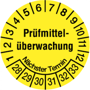 Dreifke&reg; Pr&uuml;fplakette, Pr&uuml;fmittel&uuml;berwachung N&auml;chster Termin, ge - 20 mm Foli...