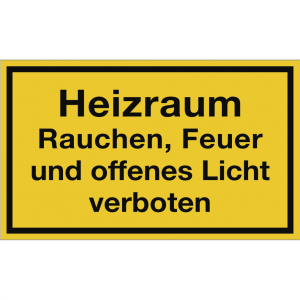 Dreifke&reg; Schild Heizraum Rauchen, Feuer und offenes Licht verboten, Kunststof...