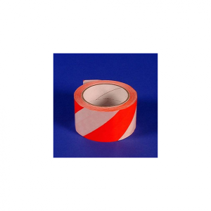 PVC-Warnband rechtsweisend, Folie, Rot-Wei&szlig;, 50 mm x 66 m