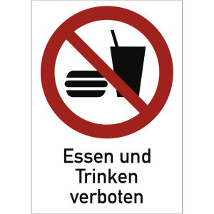 Dreifke&reg; Aufkleber Essen und Trinken verboten ISO 7010, Kombischild, Folie, 1...