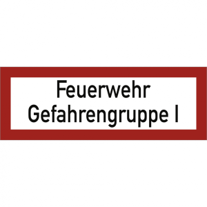Dreifke&reg; Schild Feuerwehr Gefahrengruppe I, Alu, 297x105 mm