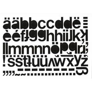 Aufkleber Kleinbuchstaben schwarz, Folie, 20 mm, 1 Bogen