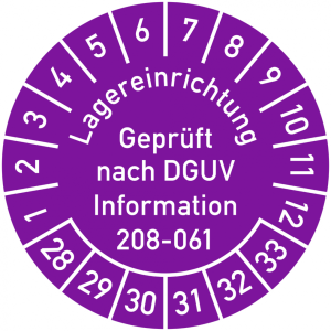 Dreifke&reg; Pr&uuml;fplakette Lagereinrichtung gepr&uuml;ft gem. DGUV Information 208-061,...