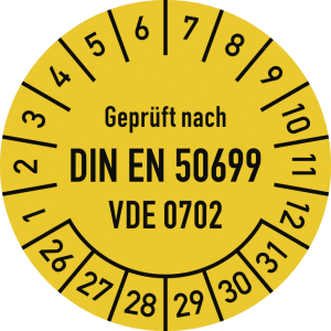 Dreifke&reg; Pr&uuml;fplakette DIN EN 50699, VDE 0702, 2026-2031, Dokumentenf., &Oslash; 30mm...