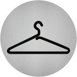 Dreifke&reg; Aufkleber - Piktogramm Garderobe, Edelstahl, selbstklebend, &Oslash; 50 mm
