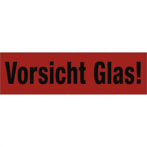 Aufkleber Vorsicht Glas!, Papier, 140x40 mm, 1000 St&uuml;ck/Rolle