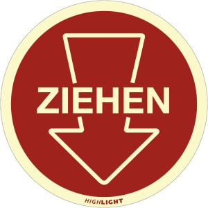 Dreifke&reg; Aufkleber Piktogramm Ziehen mit Pfeil, Folie, langnachleuchtend, &Oslash; 1...