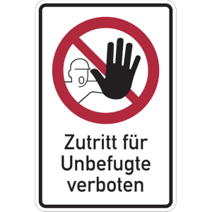 Dreifke&reg; Verbotsschild, Kombischild, Zutritt f&uuml;r Unbefugte verboten - DIN 484...