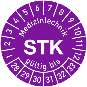 Dreifke&reg; Pr&uuml;fplakette Medizintechnik STK g&uuml;ltig bis 2028-2033, Polyesterfolie...