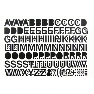 Aufkleber Gro&szlig;buchstaben schwarz, Folie, 75 mm, 1 Bogen