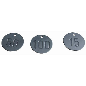 Dreifke&reg; Kennzeichnungsmarken, Aluminium silber, fortlaufend nummeriert, &Oslash; 30...