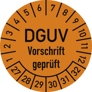 Dreifke&reg; Pr&uuml;fplakette DGUV Vorschrift gepr&uuml;ft,2027-2032,Dokumentenfolie,&Oslash;25 m...