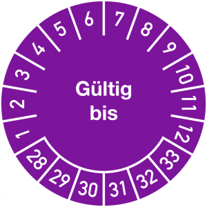 Dreifke&reg; Pr&uuml;fplakette G&uuml;ltig bis 2028 - 2033, Dokumentenfolie, &Oslash; 25 mm, 10 St&uuml;ck