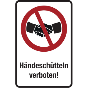 Dreifke&reg; Verbotsschild Kombischild, H&auml;ndesch&uuml;tteln verboten | PVC | 200x300 m...