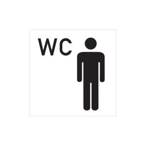 Dreifke&reg; WC-Schild, WC + Piktogramm Herren, Folie selbstklebend, 150x150mm 1 ...