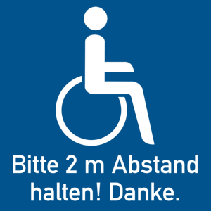 Dreifke&reg; Fahrzeugaufkleber, Rollstuhlfahrer, 2m Abstand halten!, 100x100mm, F...