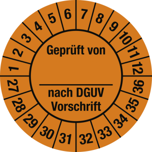 Dreifke&reg; Pr&uuml;fplakette Gepr&uuml;ft...DGUV Vorschrift,2027-2036,Dokumentenfolie,&Oslash;25...
