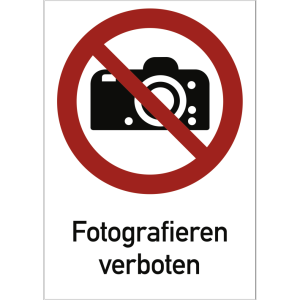 Dreifke&reg; Fotografieren verboten ISO 7010, Kombischild, Kunststoff, 210x297 mm