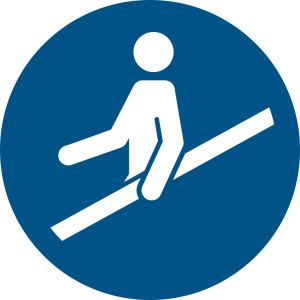 Gebotszeichen 'Handlauf benutzen' (M012), gem ASR A1.3 (DIN EN ISO 7010) Schild Kunststoff 20cm 1 Stück