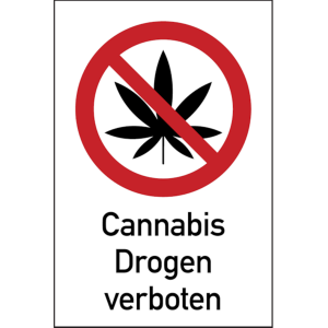 Dreifke&reg; Verbotsschild, Kombischild, Cannabis Drogen verbot - 150x200 mm Foli...