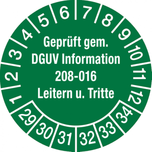Dreifke&reg; Pr&uuml;fplakette ab 29 gepr&uuml;ft gem. DGUV Information 208-01 - 30 mm Foli...