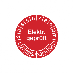 Dreifke&reg; Aufkleber Pr&uuml;fplakette, Elektr. gepr&uuml;ft, rot/wei&szlig;, Folie, &Oslash; 30 mm - ...