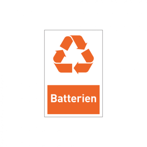 Dreifke&reg; Aufkleber Design-Recyclingschild: Batterien, Folie selbstklebend, 15...