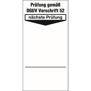 Grundplaketten Pr&uuml;fung gem&auml;&szlig; BGV D6 n&auml;chste Pr&uuml;fung wei&szlig;/schwarz 80x40mm 100 St