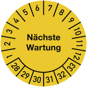 Dreifke&reg; Pr&uuml;fplakette N&auml;chste Wartung 2028-2033, Dokumentenfolie, &Oslash; 25 mm, 10...