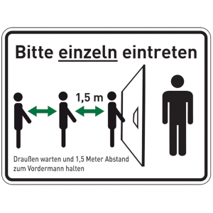 Dreifke&reg; Hinweisschild, Bitte einzeln eintreten | PVC | 300x200 mm, 1 Stk