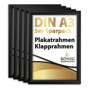 5 Dreifke&reg; Plakatrahmen DIN A3 | 25mm Aluminium Profil, schwarz | Alu Klappra...