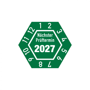 Dreifke&reg; Aufkleber Pr&uuml;fplakette, N&auml;chster Pr&uuml;ftermin, Jahresfarben, Folie, 26...