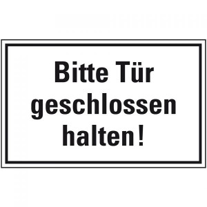 Aufkleber I T&uuml;rhinweisschild Bitte T&uuml;r geschlossen halten!, Folie, selbstkleb...