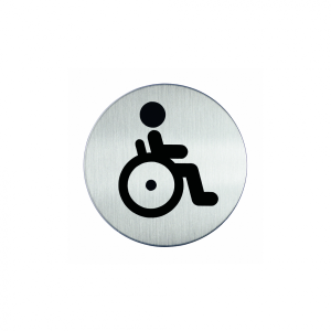 WC-Piktogramm, Rollstuhlfahrer, Edelstahl, &Oslash; 83 mm, 1 Stk.