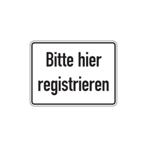 Dreifke&reg; Aufkleber Hinweisschild, Bitte hier registrieren, Folie | 300x200 mm...