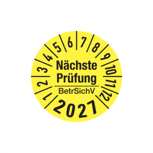 Dreifke&reg; Aufkleber Jahrespr&uuml;fplakette, N&auml;chste Pr&uuml;fung BetrSichV, gelb/schwar...