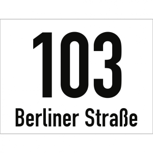 Dreifke&reg; Hausnummernschild mit Stra&szlig;enangabe, wei&szlig;, Alu, reflektierend, 200x1...