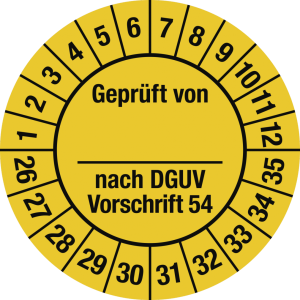 Dreifke&reg; Pr&uuml;fplakette Gepr&uuml;ft...DGUV Vorschrift 54, 2026-2035, Folie, &Oslash; 30 mm...