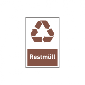 Dreifke&reg; Aufkleber Design-Recyclingschild: Restm&uuml;ll, Folie selbstklebend, 150...