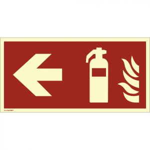Dreifke&reg; Kombischild Feuerl&ouml;scher links ISO 7010, Kunststoff, nachl., 160-mcd...