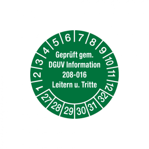 Dreifke&reg; Pr&uuml;fplakette, DGUV Information 208-016 Leitern und Tritte, gr&uuml;n/wei&szlig;...