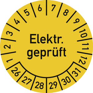 Dreifke&reg; Pr&uuml;fplakette Elektr. gepr&uuml;ft 2026 - 2031, Folie, &Oslash; 30 mm, 10 St&uuml;ck/B...