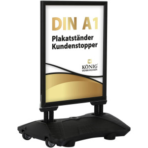 Wind- und Wetterfester A1 Kundenstopper schwarz Plakatständer Outdoor beidseitig Keitum Wind Line Plus schwarz Gehwegaufsteller Werbetafel