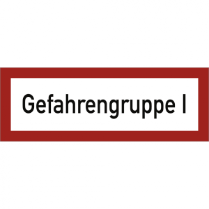 Schild Gefahrengruppe I, Aluminium gepr&auml;gt, 297x105 mm