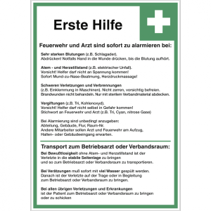 Dreifke&reg; Schild Erste-Hilfe-Tafel, Kunststoff, 297x420 mm