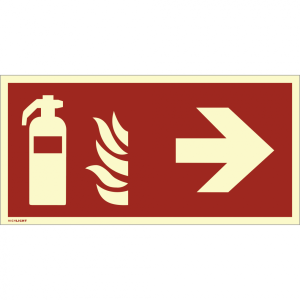 Dreifke&reg; Kombischild Feuerl&ouml;scher rechts ISO 7010, Kunststoff, nachl.,160-mcd...