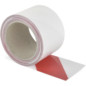 Schmutzresistentes Bodenmarkierungsband WT-5229,Polyester,rot/wei&szlig;, 75 mm x 15 m