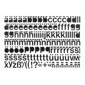 Aufkleber Kleinbuchstaben schwarz, Folie, 50 mm, 1 Bogen